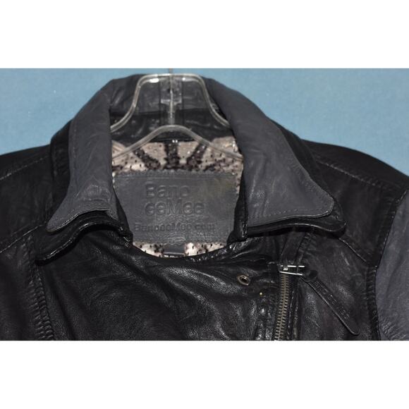 Bano eeMee Black & Gray Leather Moto Style Jacket Size 6 - Picture 3 of 15